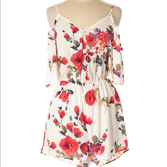 Floral Cold Shoulder Romper - Picture 4 of 5